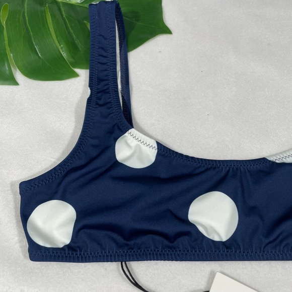 NEW SOLID‎ & STRIPED [ Large ] The Elle Polka Dot Bikini Top in Blue - Picture 5 of 12